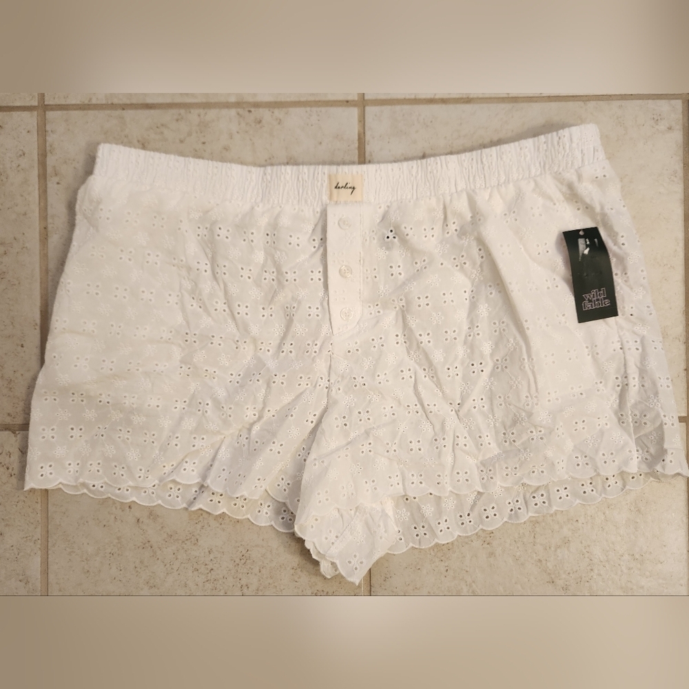 Womens Wild Fable White Lace Floral Shorts Size XXL NWT Comfy  #DD672